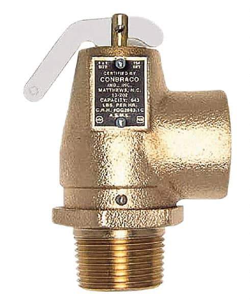 Conbraco - 3/4" Inlet, 3/4" Outlet, ASME Low Pressure Steam Heating Relief Valve - 10 Max psi, Bronze, 475 Lb per Hour - Eagle Tool & Supply