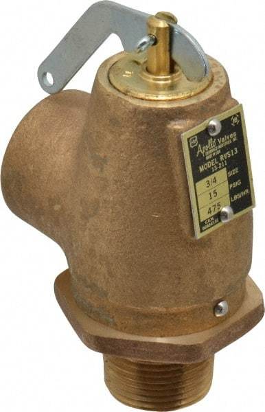 Conbraco - 3/4" Inlet, 3/4" Outlet, ASME Low Pressure Steam Heating Relief Valve - 15 Max psi, Bronze, 475 Lb per Hour - Eagle Tool & Supply