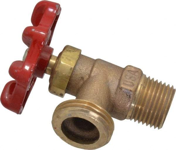Conbraco - 1/2" Pipe, Bronze, MNPT x GHT End Connection, Boiler Drain Valve - 5/8" Long Shank, Handwheel Handle - Eagle Tool & Supply