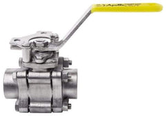 Apollo - 2" Pipe, Full Port, Stainless Steel Standard Ball Valve - 3 Piece, Inline - One Way Flow, FNPT x FNPT Ends, Lever Handle, 1,000 WOG, 150 WSP - Eagle Tool & Supply