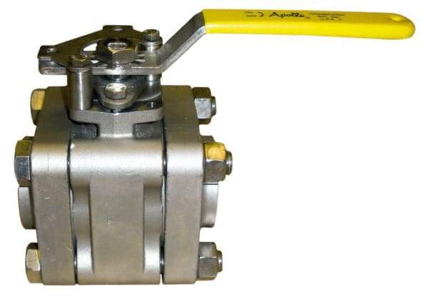 Apollo - 3" Pipe, Full Port, Stainless Steel Standard Ball Valve - 3 Piece, Inline - One Way Flow, Socket Weld x Socket Weld Ends, Lever Handle, 1,000 WOG, 150 WSP - Eagle Tool & Supply