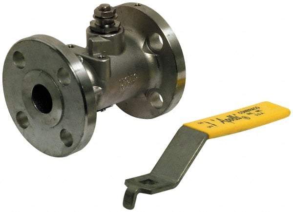 Apollo - 10" Pipe, Full Port, Stainless Steel Standard Ball Valve - Inline - One Way Flow, Flanged x Flanged Ends, Lever with Gear Operator Handle, 275 WOG, 150 WSP - Eagle Tool & Supply