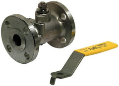 Apollo - 8" Pipe, Full Port, Carbon Steel Standard Ball Valve - Inline - One Way Flow, Flanged x Flanged Ends, Lever with Gear Operator Handle, 285 WOG, 150 WSP - Eagle Tool & Supply