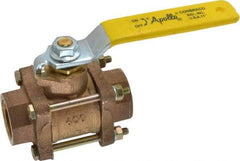 Apollo - 1" Pipe, Full Port, Bronze Standard Ball Valve - 3 Piece, Inline - One Way Flow, FNPT x FNPT Ends, Lever Handle, 600 WOG, 150 WSP - Eagle Tool & Supply