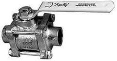 Apollo - 1-1/4" Pipe, Full Port, Bronze Standard Ball Valve - 3 Piece, Inline - One Way Flow, Soldered x Soldered Ends, Lever Handle, 600 WOG, 150 WSP - Eagle Tool & Supply