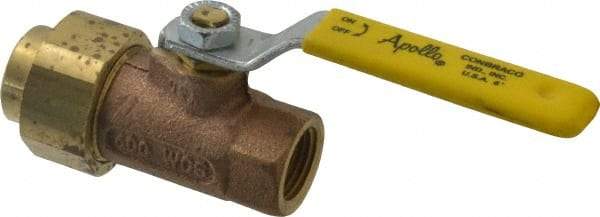 Apollo - 1/2" Pipe, Bronze Single Union Ends Ball Valve - Inline - One Way Flow, FNPT x FNPT Ends, Lever Handle, 600 WOG, 150 WSP - Eagle Tool & Supply