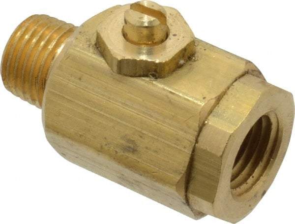 Apollo - 1/4" Pipe, MNPT x FNPT End Connections, Bronze, Inline, Two Way Flow, Instrumentation Ball Valve - 400 psi WOG Rating, Screw Slot Handle, Buna N Seal, PTFE Seat - Eagle Tool & Supply