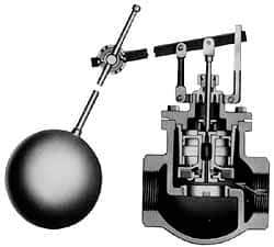 Made in USA - 1-1/2" Pipe, Bronze, Globe Pattern-Single Seat, Automatic Float Valve - 65 psi, NPTF End Connections - Eagle Tool & Supply