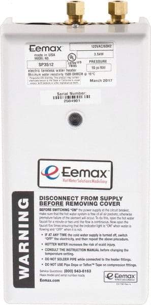 Eemax - 120 Volt Electric Water Heater - 3.5 KW, 29 Amp, 10 Wire Gauge - Eagle Tool & Supply