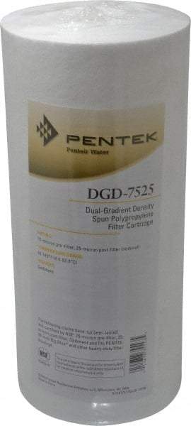 Pentair - 4-1/2" OD, 75/25µ, Polypropylene Dual Gradient Cartridge Filter - 9-3/4" Long, Reduces Sediments - Eagle Tool & Supply