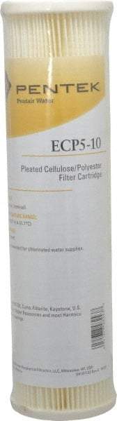 Pentair - 2-5/8" OD, 5µ, Cellulose Polyester Pleated Cartridge Filter - 9-3/4" Long, Reduces Sediments - Eagle Tool & Supply