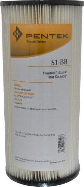 Pentair - 4-1/2" OD, 20µ, Resin Cellulose Pleated Cartridge Filter - 9-3/4" Long, Reduces Sediments - Eagle Tool & Supply