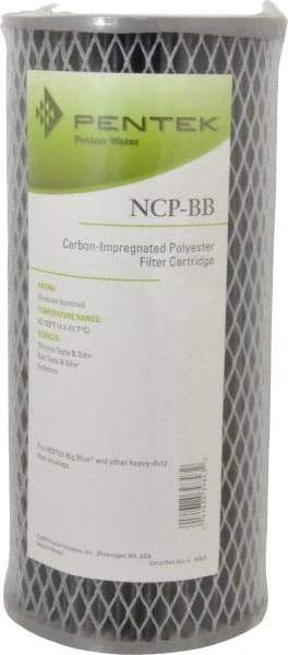 Pentair - 4-1/2" OD, 10µ, Carbon Impregnated Non-Cellulose Pleated Cartridge Filter - 9-3/4" Long, Reduces Tastes, Odors & Sediments - Eagle Tool & Supply