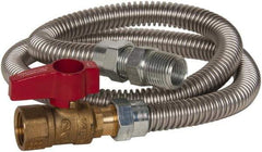 Dormont - 1/2" Inlet, 1/2" Outlet MIP x FIP with Straight Ball Valve Gas Connector - 48" Long, 3/8" Hose ID - Eagle Tool & Supply