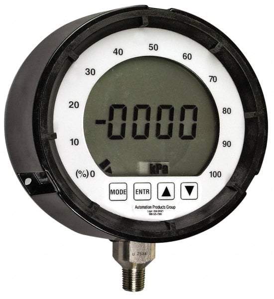 Made in USA - 4-1/2" Dial, 1/4 Thread, 0-9,999 Scale Range, Pressure Gauge - Lower Connection, Rear Flange Connection Mount, Accurate to 0.25% of Scale - Eagle Tool & Supply