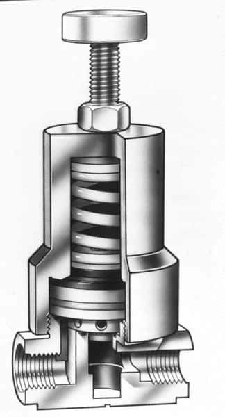 Simtech - 1" Inlet, Thermoplastic Relief Valve - 120 Max psi, PVC & EPDM - Eagle Tool & Supply