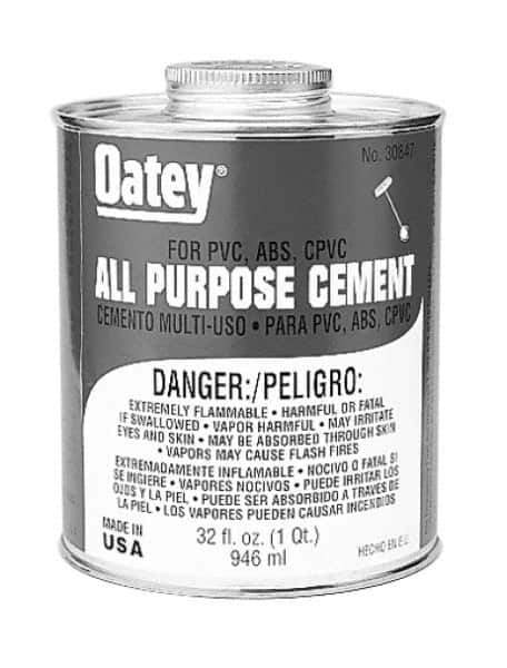 Oatey - 1 Gal All-Purpose Medium Bodied Cement - Clear, Use with ABS, PVC & CPVC up to 6" Diam - Eagle Tool & Supply