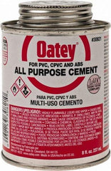 Oatey - 8 oz All-Purpose Medium Bodied Cement - Clear, Use with ABS, PVC & CPVC up to 6" Diam - Eagle Tool & Supply