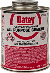 Oatey - 16 oz All-Purpose Medium Bodied Cement - Clear, Use with ABS, PVC & CPVC up to 6" Diam - Eagle Tool & Supply