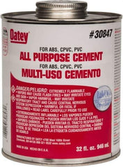 Oatey - 32 oz All-Purpose Medium Bodied Cement - Clear, Use with ABS, PVC & CPVC up to 6" Diam - Eagle Tool & Supply