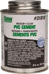 Oatey - 8 oz Medium Bodied Cement - Clear, Use with PVC up to 6" Diam - Eagle Tool & Supply