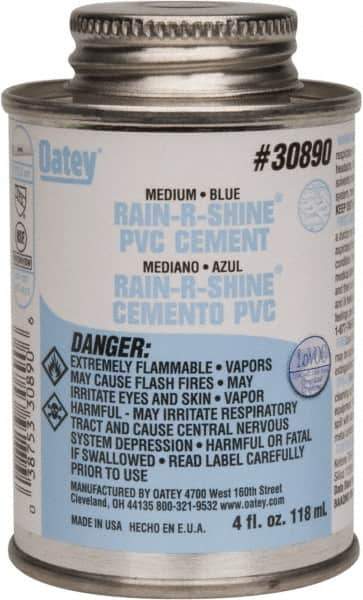 Oatey - 4 oz Medium Bodied Cement - Blue, Use with PVC up to 6" Diam - Eagle Tool & Supply