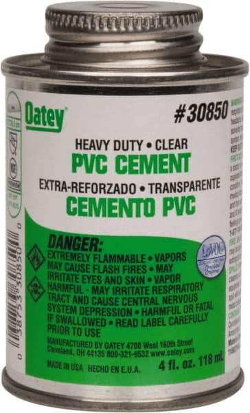 Oatey - 4 oz Heavy Duty Cement - Clear, Use with PVC up to 12" Diam - Eagle Tool & Supply