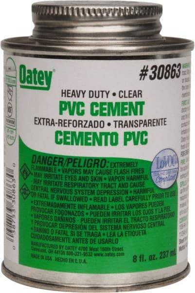 Oatey - 8 oz Heavy Duty Cement - Clear, Use with PVC up to 12" Diam - Eagle Tool & Supply