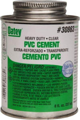 Oatey - 8 oz Heavy Duty Cement - Clear, Use with PVC up to 12" Diam - Eagle Tool & Supply