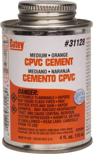 Oatey - 4 oz Medium Bodied Cement - Orange, Use with CPVC & CTS up to 6" Diam - Eagle Tool & Supply