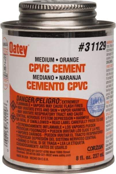 Oatey - 8 oz Medium Bodied Cement - Orange, Use with CPVC & CTS up to 6" Diam - Eagle Tool & Supply