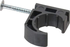 Oatey - 1/2" Pipe, Ribbed Pipe Clamp with Nail - Gray, Polyethylene - Eagle Tool & Supply