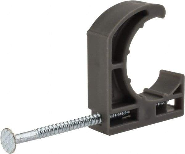 Oatey - 3/4" Pipe, Ribbed Pipe Clamp with Nail - Gray, Polyethylene - Eagle Tool & Supply