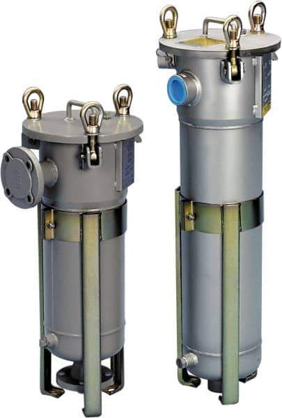 Parker - 2 Inch Pipe, FNPT End Connections, 10 Inch Long Cartridge, 33 Inch Long, Cartridge Filter Housing with Pressure Relief - 6 Cartridges, 30 Max GPM Flow Rate, 150 psi Max Working Pressure - Eagle Tool & Supply