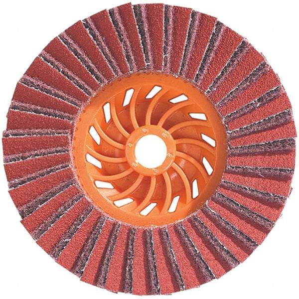 WALTER Surface Technologies - 5" Disc Diam, 5/8-11 Center Hole, Type 28 Ceramic Flap Disc - 12,200 Max RPM, Plastic Backing, Arbor Attaching System, Coated & Non-Woven Combo - Eagle Tool & Supply