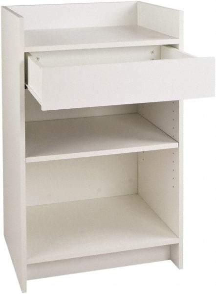 ECONOCO - 1 Shelf, Closed Shelving Register Stand - 24 Inch Wide x 24 Inch Deep x 38 Inch High, White - Eagle Tool & Supply