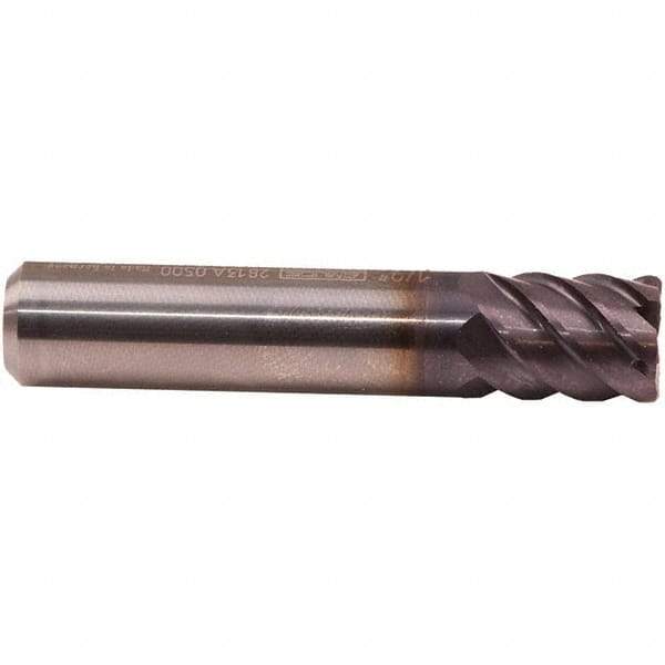 Emuge - 8mm Diam, 12mm LOC, 6 Flute Solid Carbide Roughing & Finishing End Mill - TiAlN Finish, 58mm OAL, 8mm Shank Diam, Cylindrical Shank, 50° Helix, Stub Length - Eagle Tool & Supply