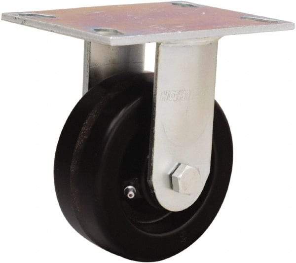 Hamilton - 5" Diam x 2" Wide x 6-1/2" OAH Top Plate Mount Rigid Caster - Phenolic, 900 Lb Capacity, Straight Roller Bearing, 4-1/2 x 6-1/4" Plate - Eagle Tool & Supply
