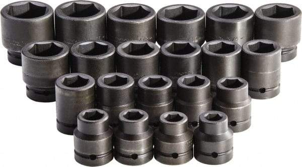 Proto - 21 Piece 1" Drive Standard Impact Socket Set - 6 Points, 3/4 to 2", Inch Measurement Standard - Eagle Tool & Supply
