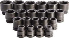 Proto - 21 Piece 1" Drive Standard Impact Socket Set - 6 Points, 3/4 to 2", Inch Measurement Standard - Eagle Tool & Supply