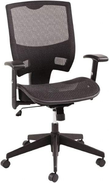 ALERA - 43-3/4" High Mid Back Chair - 25-3/8" Wide x 24" Deep, Mesh Seat, Black - Eagle Tool & Supply