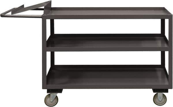 Durham - 1,200 Lb Capacity, 30" Wide x 60" Long x 37-5/8" High Order Picking Cart - 3 Shelf, Steel, 2 Rigid/2 Swivel Casters - Eagle Tool & Supply