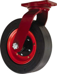 Hamilton - 14" Diam x 4" Wide, Rubber Rigid Caster - 3,000 Lb Capacity, Top Plate Mount, 8-1/2" x 8-1/2" Plate, Tapered Roller Bearing - Eagle Tool & Supply