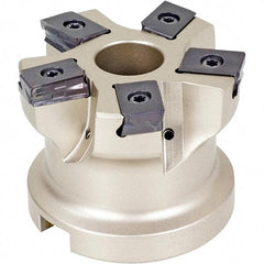 Iscar - 6 Inserts, 3" Cut Diam, 1-1/4" Arbor Diam, 0.118" Max Depth of Cut, Indexable Square-Shoulder Face Mill - 0/90° Lead Angle, 2" High, HTP LNHT 1606 Insert Compatibility, Through Coolant, Series TangPlunge - Eagle Tool & Supply