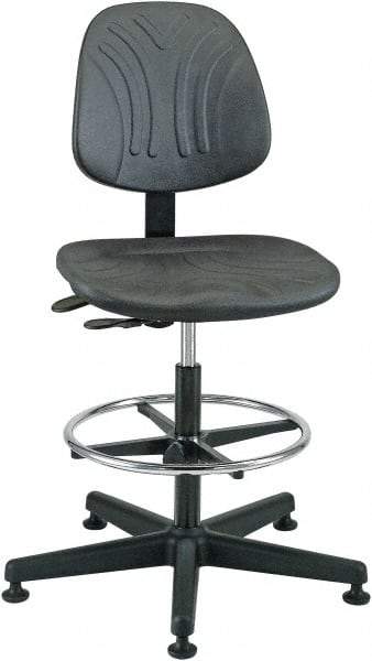 Bevco - 19 to 26-1/2" High Pneumatic Height Adjustable Chair - 27" Wide x 27" Deep, Polyurethane Seat, Black - Eagle Tool & Supply