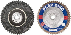 Garryson - 36 Grit, 4-1/2" Disc Diam, 5/8-11 Center Hole, Zirconia Alumina Flap Disc - 13,300 Max RPM, Fiberglass Backing, Arbor Attaching System, Coated - Eagle Tool & Supply