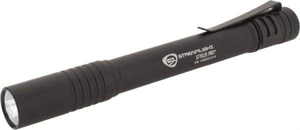 Streamlight - White LED Bulb, 100 Lumens, Disposable Mini Flashlight - Black Aluminum Body, 2 AAA Alkaline Batteries Included - Eagle Tool & Supply
