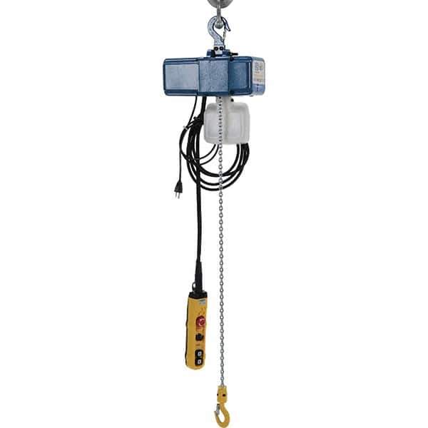 Vestil - 1/8 Ton Capacity, 0 to 49 FPM Lift Speed, 115 Volt, Electric Chain Hoist - 0.5 Output hp, 13' Max Lift - Eagle Tool & Supply