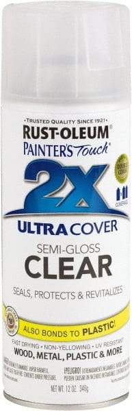 Rust-Oleum - Clear, Semi Gloss, Enamel Spray Paint - 8 Sq Ft per Can, 12 oz Container, Use on Multipurpose - Eagle Tool & Supply