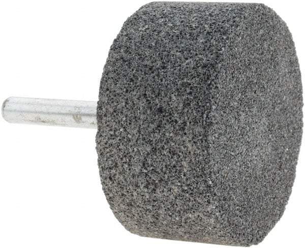 Made in USA - 2" Head Diam x 1" Thickness, W242, Cylinder End, Silicon Carbide Mounted Point - Grayish-Black, Very Coarse Grade, 36 Grit, 19,100 RPM - Eagle Tool & Supply